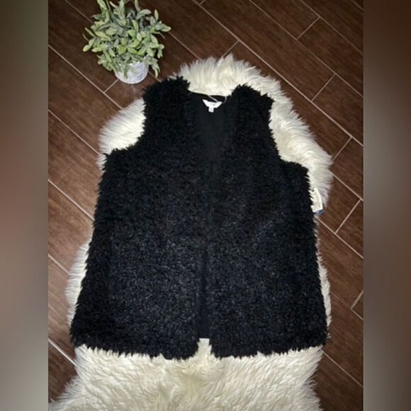 Terra & Sky Black sherpa sleeveless sweater vest sz 1X - Picture 2 of 9